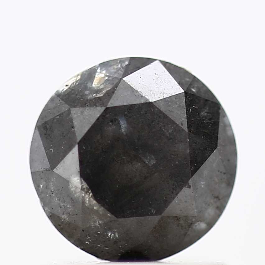 0.98 Carat Salt and Pepper Diamond Black Round Shape Brilliant Cut Natural Loose Diamond