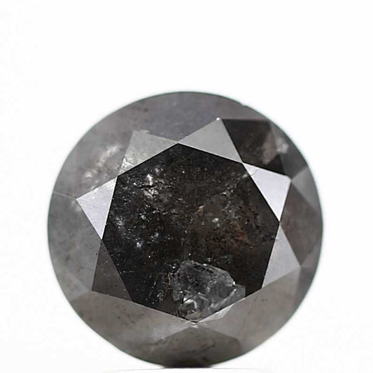 3.72 Carat Salt and Pepper Round Brilliant Cut Natural Loose Diamond