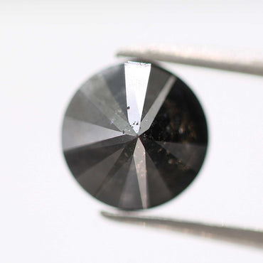 1.71 Carat Fancy Black Round Brilliant Cut Natural Loose Diamond