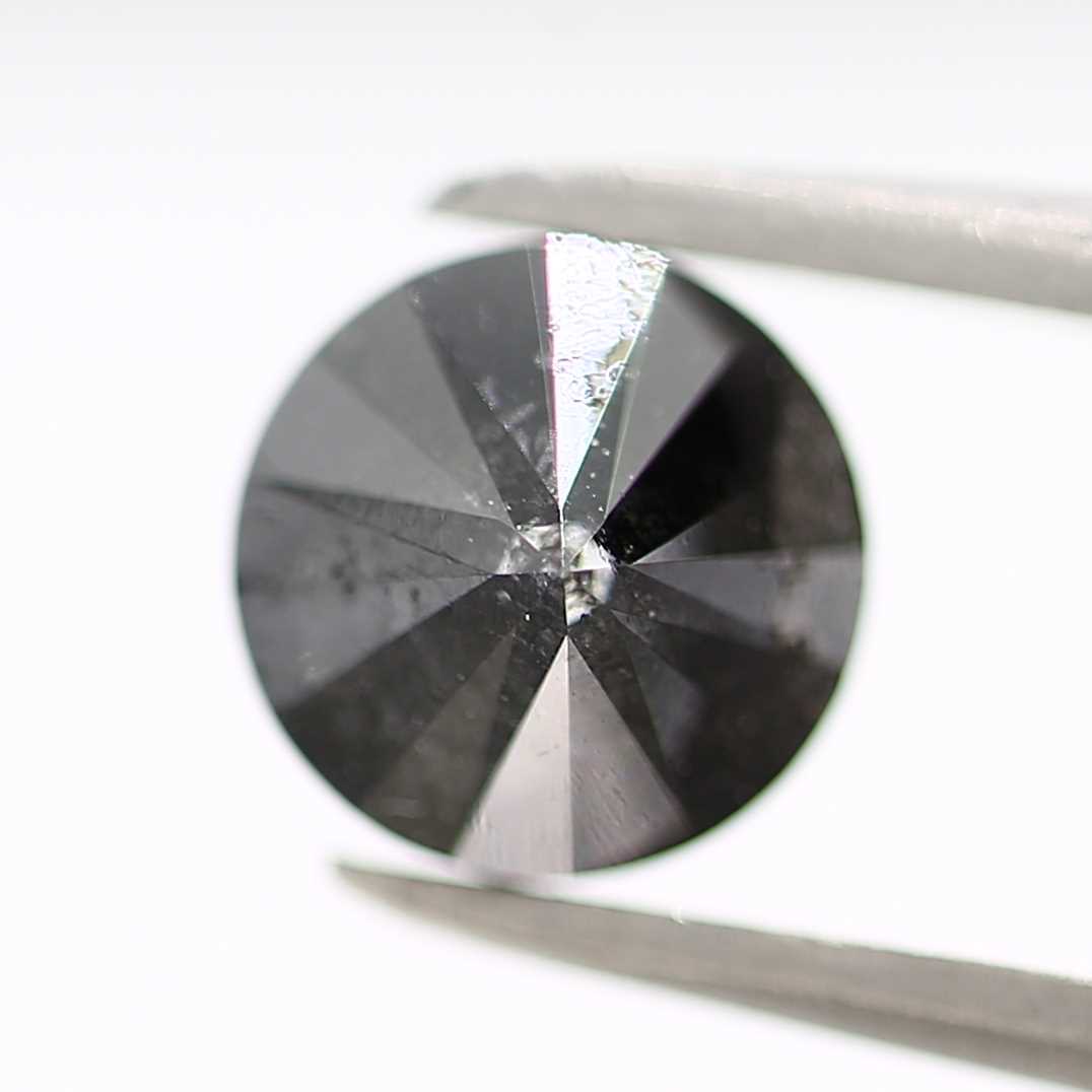 0.96 Carat Fancy Black Round Shape Brilliant Cut Natural Loose Diamond