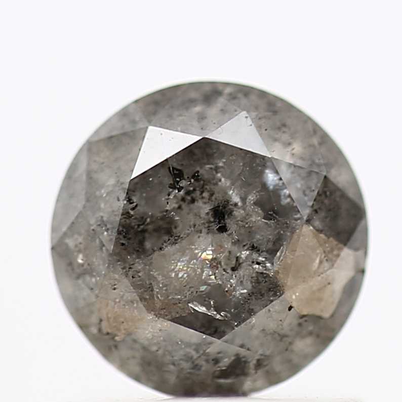 0.85 Carat Salt and Pepper Diamond Gray Fancy Round Brilliant Cut Natural Loose Diamond