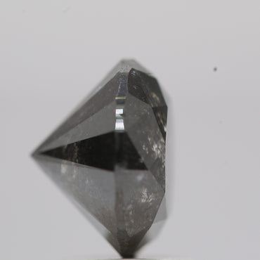 2.61 Carat Salt and Pepper Fancy Black Round Brilliant Cut Natural Loose Diamond