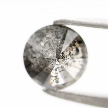 0.68 Carat Salt and Pepper Gray Round Brilliant Cut Natural Loose Diamond