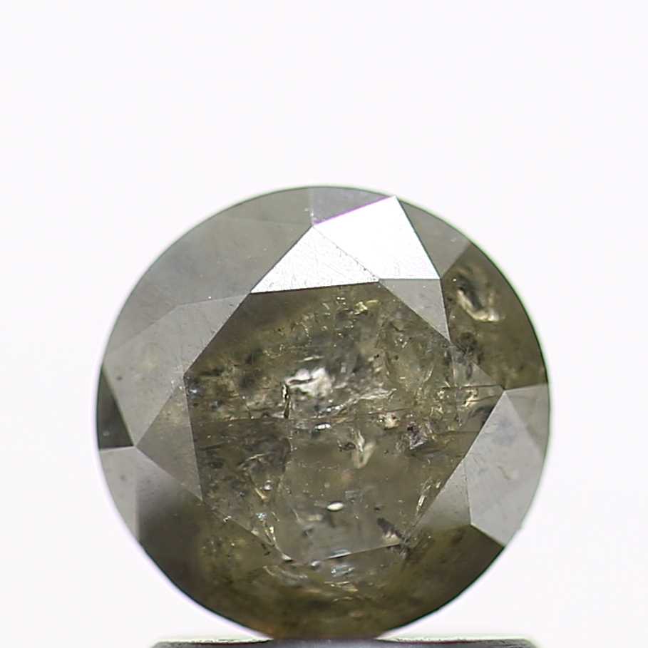 1.34 Carat Salt and Pepper Gray Round Brilliant Cut Natural Loose Diamond