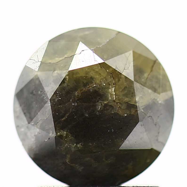 1.46 Carat Gray Yellow Rustic Fancy Round Brilliant Cut Natural Loose Diamond