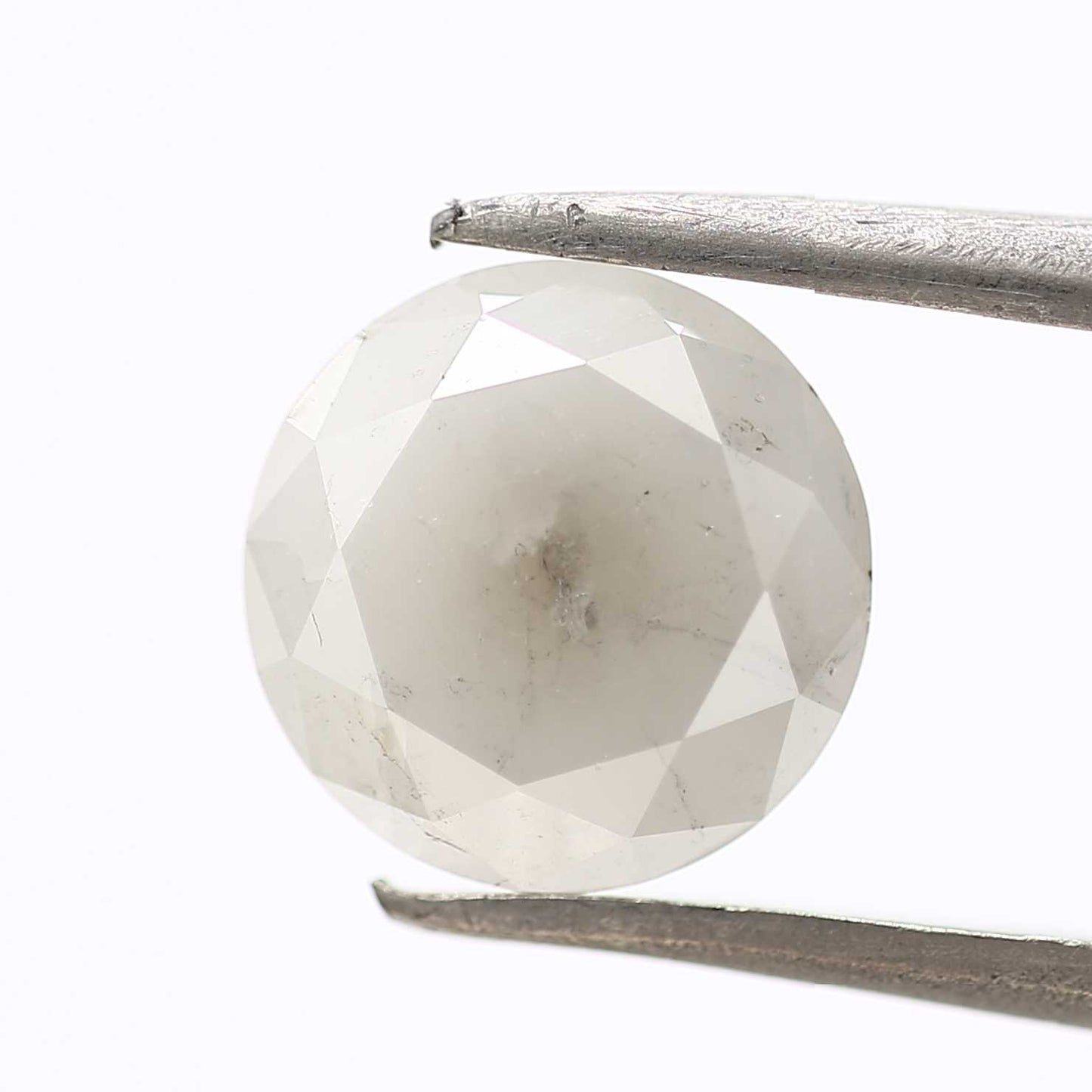 1.96 Carat Milky White Rustic Round Shape Brilliant Cut Natural Loose Diamond