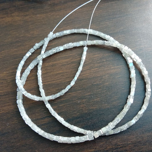 Fancy Gray Color Polished Cube Loose Diamond Beads 16" Strand Necklace