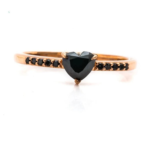 Heart Diamond Engagement Ring Natural Black Color Diamond For Anniversary Ring Gift For Her