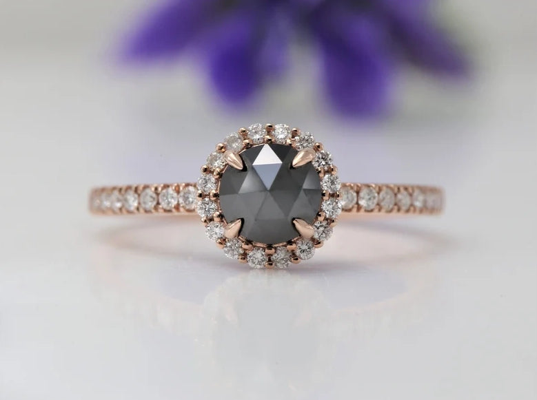 Round Diamond engagement Ring ! 14K Gold Ring ! Round Shape Wedding Ring ! Vintage Ring ! Diamond Ring !