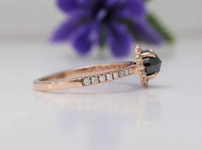 Round Diamond engagement Ring ! 14K Gold Ring ! Round Shape Wedding Ring ! Vintage Ring ! Diamond Ring !