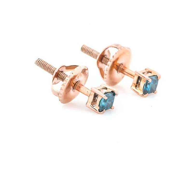 Princess Diamond Stud Earring ! Fancy Blue Color Princess Cut Diamond Earring Set ! Wholesale Diamond Earring ! Gift to Her ! Valentin Day