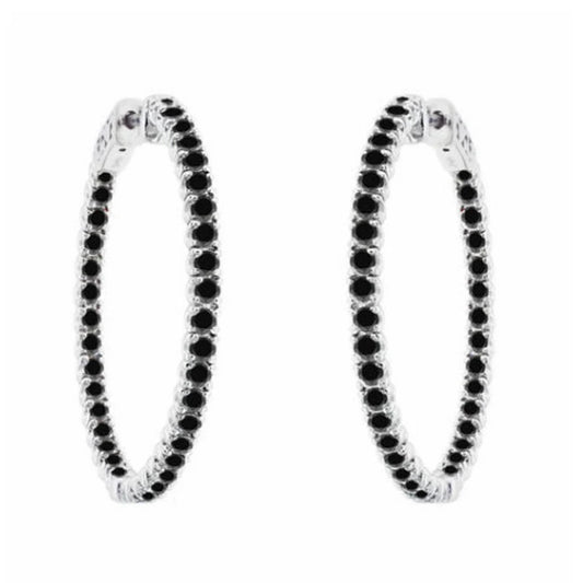 3.00 Ct Black Diamond Earrings, Brilliant Round Diamond Earring in 14k White Gold Over Earring, Woman Classic Diamond Earring, Gift For Her