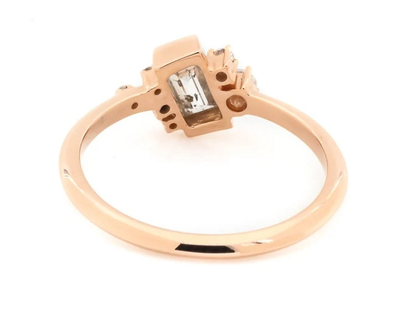 Salt and Pepper Diamond Engagement Ring ! Natural Emerald Cut Diamond ! Natural Diamond For Anniversary Ring ! Gift For Her
