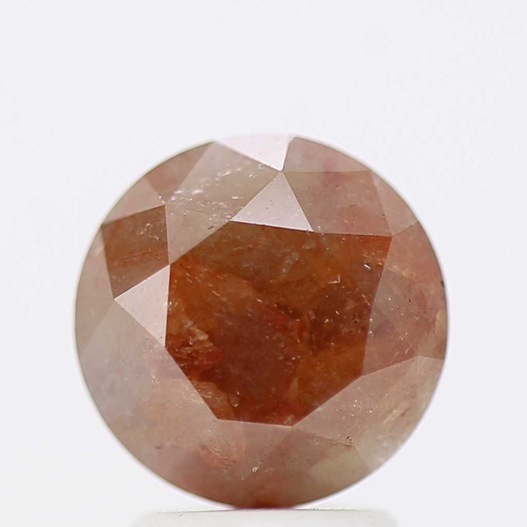 3.03 Carat Fancy Orange Rustic Round Shape Brilliant Cut Natural Loose Diamond
