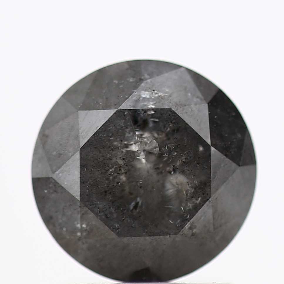 1.37 Carat Salt and Pepper Gray Fancy Round Brilliant Cut Natural Loose Diamond