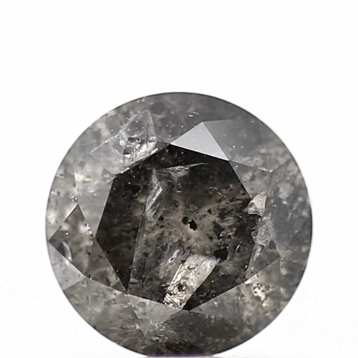 0.68 Carat Salt and Pepper Gray Round Brilliant Cut Natural Loose Diamond