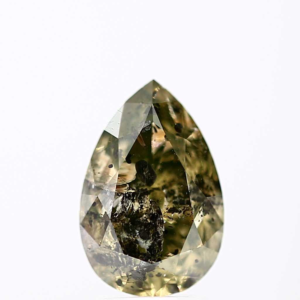 Salt and Pepper Diamond Fancy Green Color 2.71 CT 10.80x 7.25 x 5.25 MM Pear Cut Diamond! Natural Loose Diamond ! Christmas Gift for Her