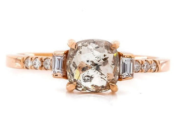 Salt and Pepper Diamond Ring ! Natural Cushion Cut Diamond Ring ! Natural Diamond Anniversary Ring ! Gift For Her