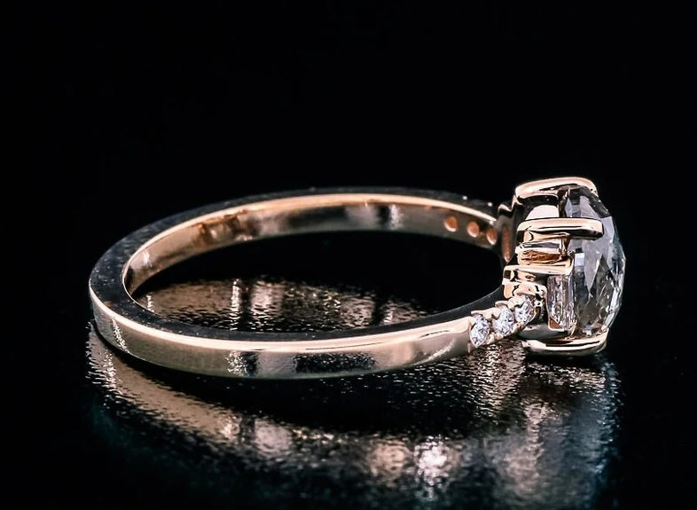 Salt and Pepper Diamond Ring ! Natural Cushion Cut Diamond Ring ! Natural Diamond Anniversary Ring ! Gift For Her