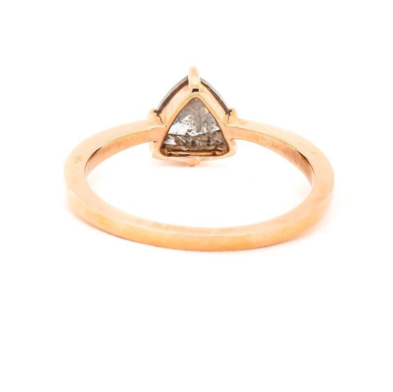 0.91 CT Salt And Pepper Ring, Trillion Diamond Ring, Engagement Ring, 14K Rose Gold Ring, Rose Cut Ring, Wedding Ring, Gift For Her