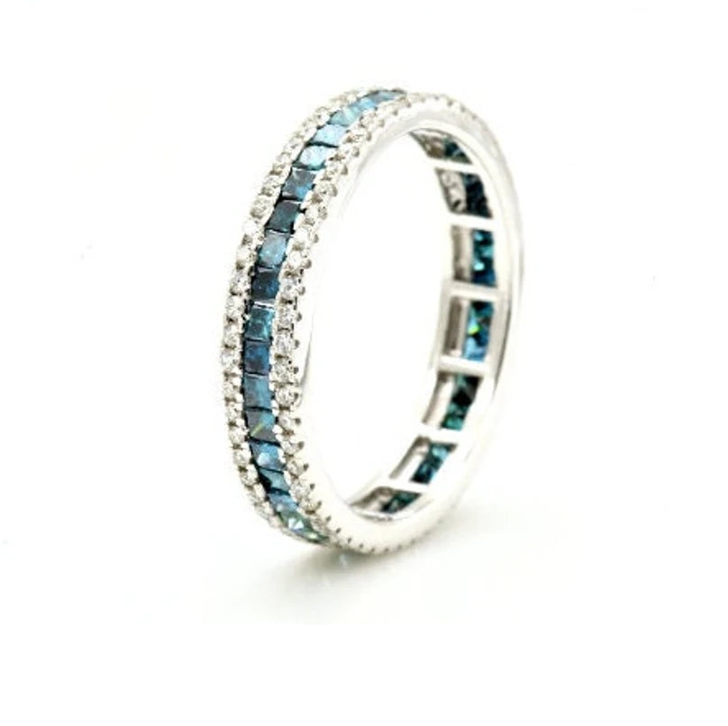 Princess Diamond Engagement Ring ! Natural Blue Color Diamond ! Natural Diamond For Annivarerey Ring ! Gift For Her ! Diamond Ring