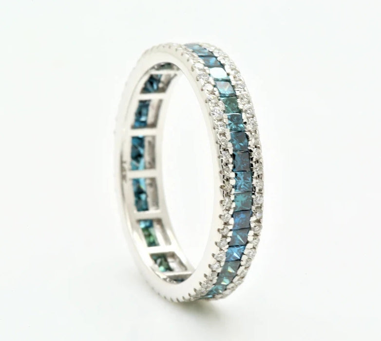 Princess Diamond Engagement Ring ! Natural Blue Color Diamond ! Natural Diamond For Annivarerey Ring ! Gift For Her ! Diamond Ring