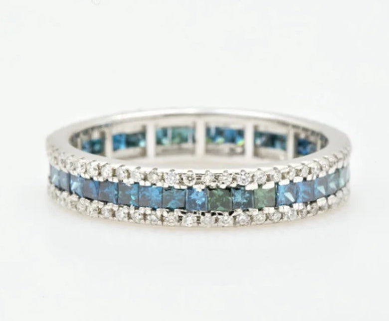 Princess Diamond Engagement Ring ! Natural Blue Color Diamond ! Natural Diamond For Annivarerey Ring ! Gift For Her ! Diamond Ring