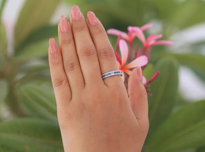 Princess Diamond Engagement Ring ! Natural Blue Color Diamond ! Natural Diamond For Annivarerey Ring ! Gift For Her ! Diamond Ring