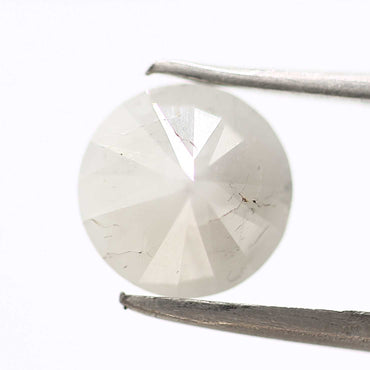 1.96 Carat Milky White Rustic Round Shape Brilliant Cut Natural Loose Diamond