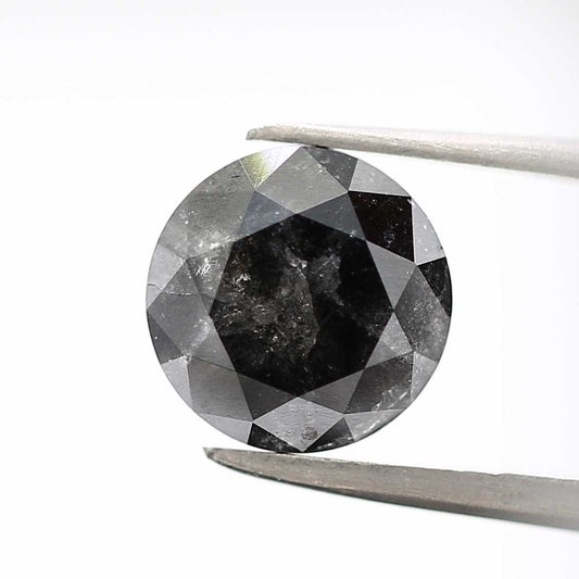 2.59 Carat Fancy Black Round Cut Natural Loose Diamond