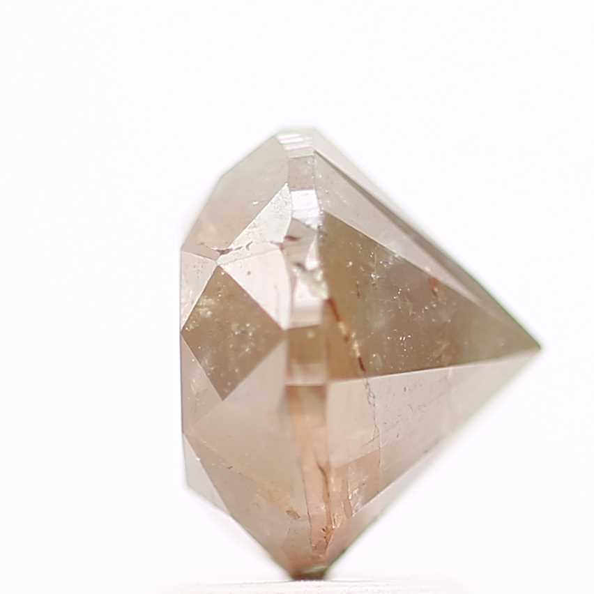 3.11 Carat Brown Orange Rustic Round Shape Brilliant Cut Natural Loose Diamond