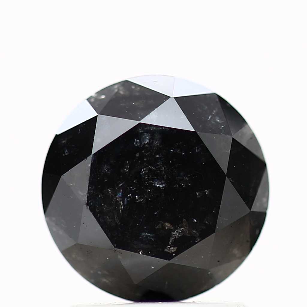 1.57 Carat Fancy Black Round Shape Brilliant Cut Natural Loose Diamond