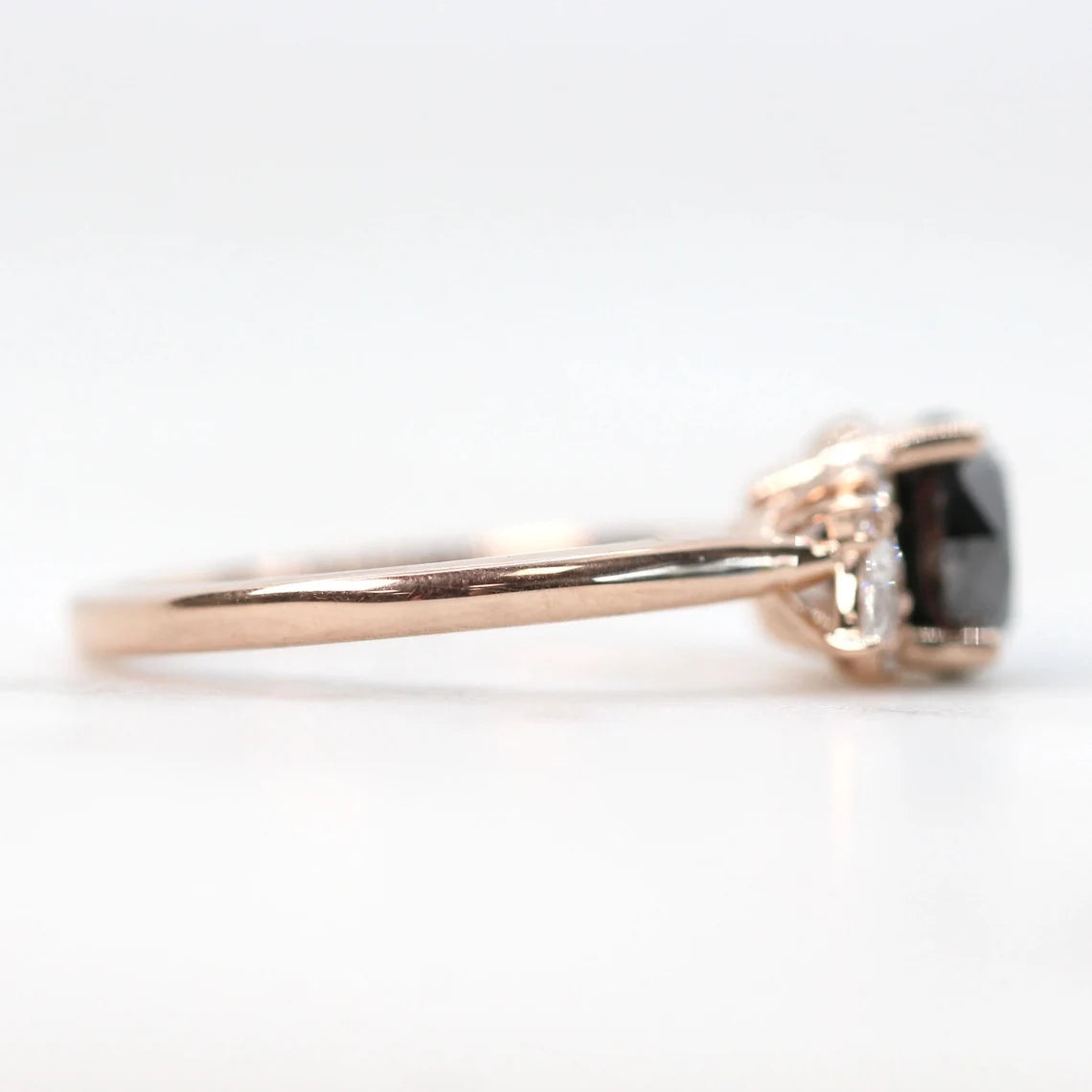 Round Diamond Engagement Ring ! Natural Black Color Diamond Anniversary Ring ! Gift For Her
