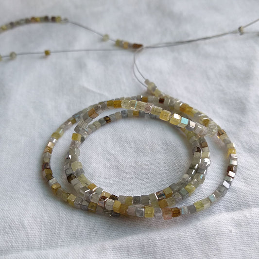 Fancy Mix Color Polished Cube Loose Diamond Beads 16" Strand Necklace