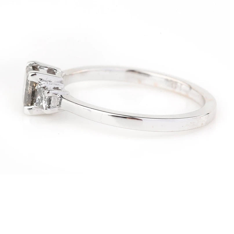 Salt and Pepper Diamond Ring ! Natural Princess Cut Diamond Engagement Ring ! Natural Gray Color Diamond Anniversary Ring ! Gift For Her