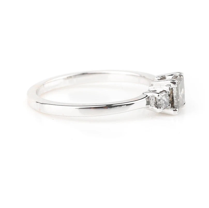Salt and Pepper Diamond Ring ! Natural Princess Cut Diamond Engagement Ring ! Natural Gray Color Diamond Anniversary Ring ! Gift For Her