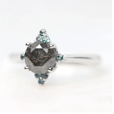 Salt and Pepper Diamond Ring ! Natural Round Cut Diamond Engagement Ring ! Natural Black Diamond Anniversary Ring
