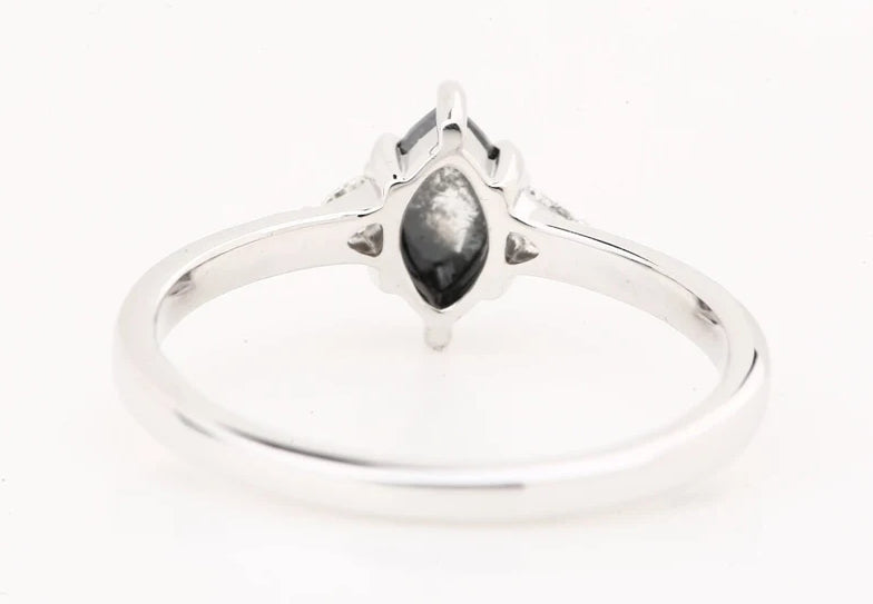 Salt And Pepper Diamond Engagement Ring ! Marquise Triangle Cut Diamond 14K Gold Ring Wedding Gift Ring ! Anniversary Ring ! Gift For Love