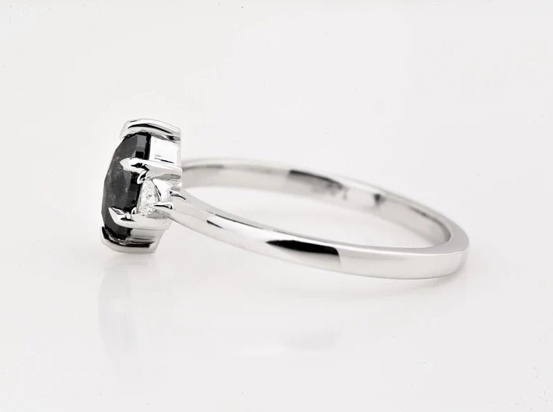 Salt And Pepper Diamond Engagement Ring ! Marquise Triangle Cut Diamond 14K Gold Ring Wedding Gift Ring ! Anniversary Ring ! Gift For Love