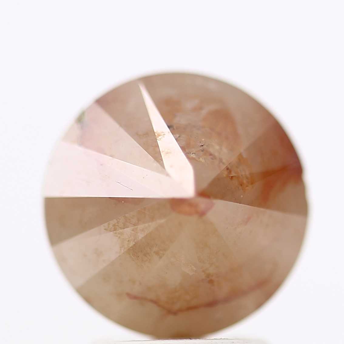 3.30 Carat Peach Brown Rustic Round Shape Brilliant Cut Natural Loose Diamond