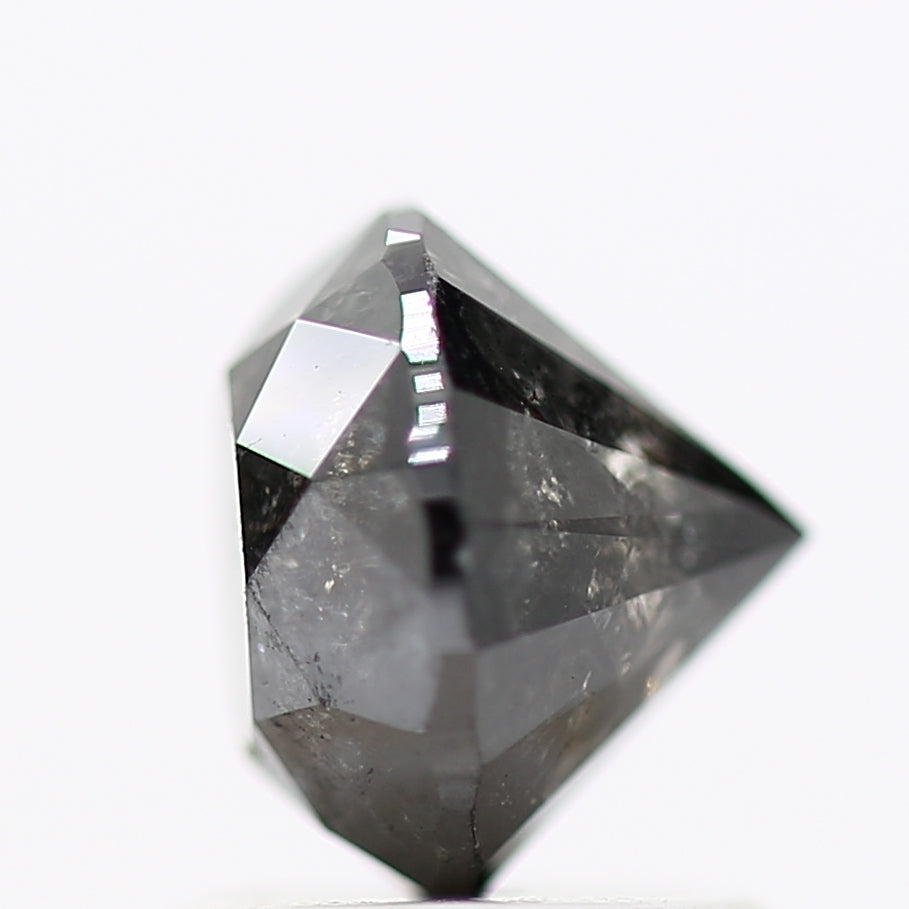 1.61 Carat Fancy Black Round Shape Brilliant Cut Natural Loose Diamond
