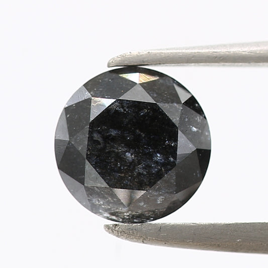 0.76 Carat Fancy Black Round Shape Brilliant Cut Natural Loose Diamond