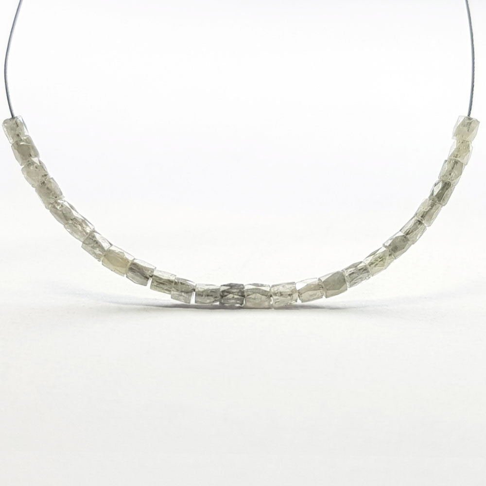 Natural Gray Color Polished Tube Diamond Beads