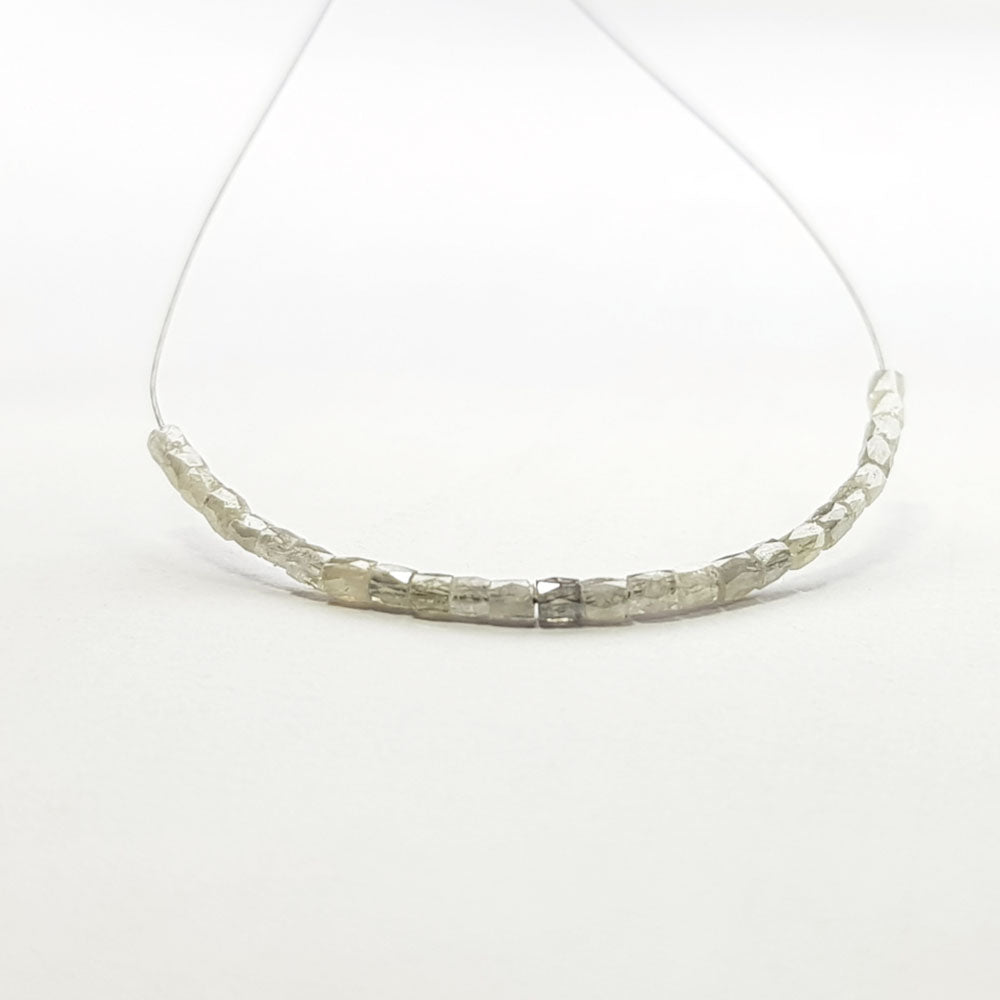 Natural Gray Color Polished Tube Diamond Beads