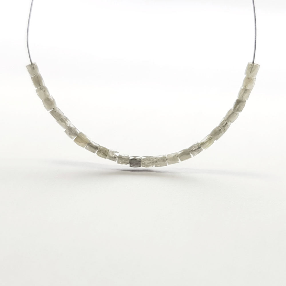 Natural Gray Color Polished Tube Diamond Beads