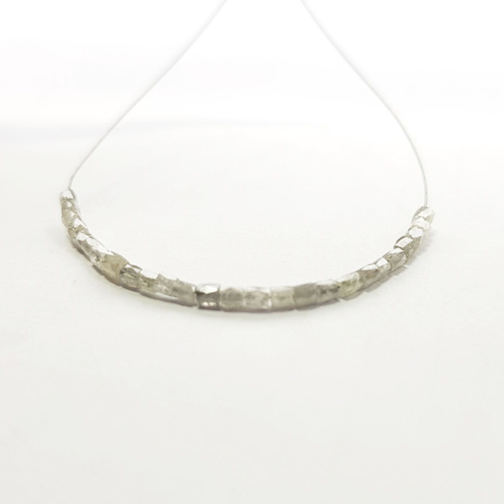Natural Gray Color Polished Tube Diamond Beads