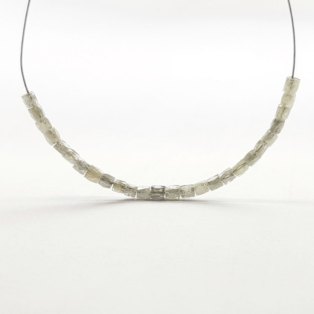 Natural Gray Color Polished Tube Diamond Beads
