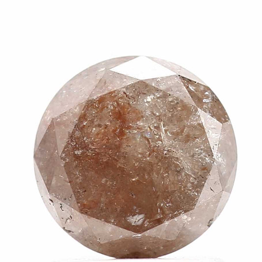 1.35 Carat Peach Brown Round Brilliant Cut Natural Loose Diamond