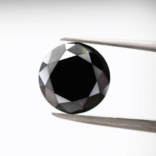 3.86 Carat Fancy Black Round Shape Brilliant Cut Natural Loose Diamond