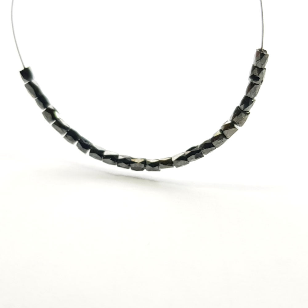 Natural Black Polished Tube Loose Diamond Beads